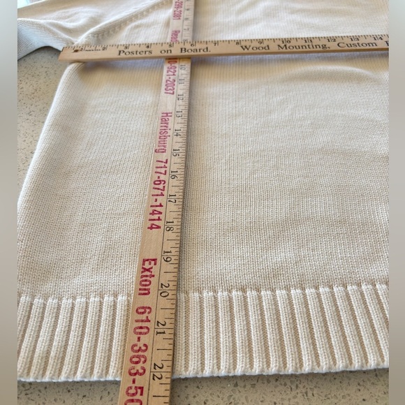 L.L. Bean Womens Turtleneck Sweater Size Medium Ivory 100% Cotton Classic Knit - Picture 10 of 13